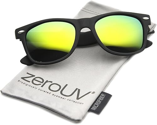 Vista 2 de zeroUV Gafas de sol de estilo con borde de cuerno grande con lente de color espejo reflectante mate plano - UV400