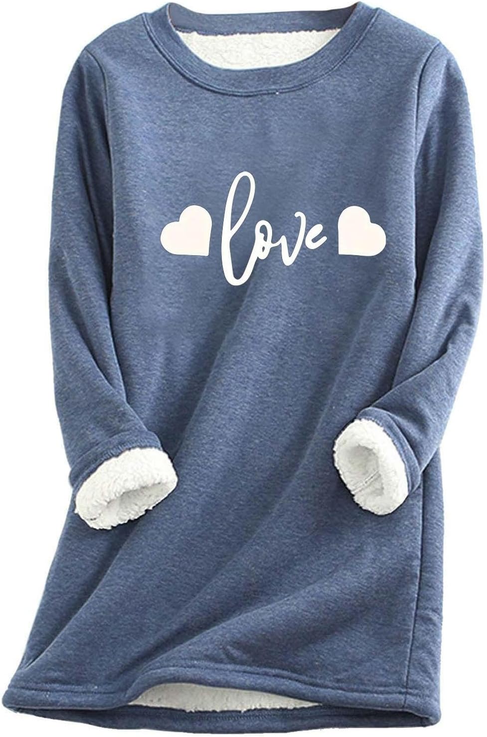 Pull Polaire Femme Manches Longues Col Rond - Tissu Doux Type Teddy, Poches Contrastées, Coupe Ample - Pour Automne/hiver