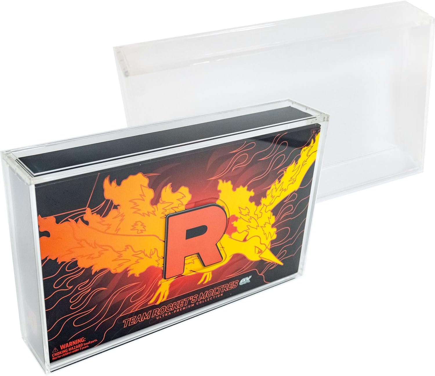 Premium Acrylic Display Case for Pokemon Team Rocket's Moltres ex Ultra Premium Collection UPC Boxes - Magnetic Top, Stackable, UV Protection
