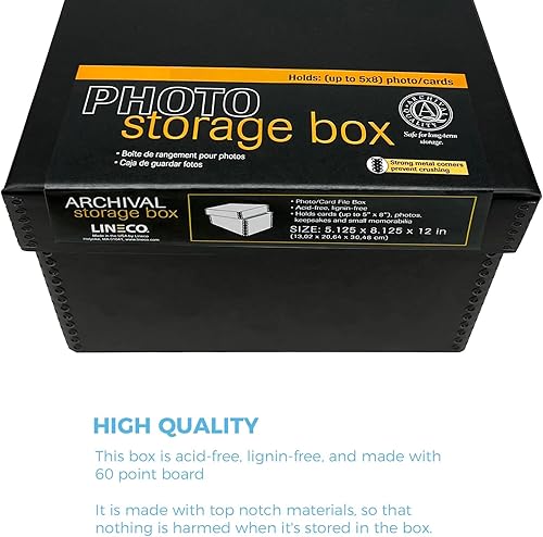 Miniatura 9 de Lineco, Foto, tarjeta, caja de archivos con tapa extraíble. Negativos de almacenamiento a granel, impresiones, películas. Caja de almacenamiento a