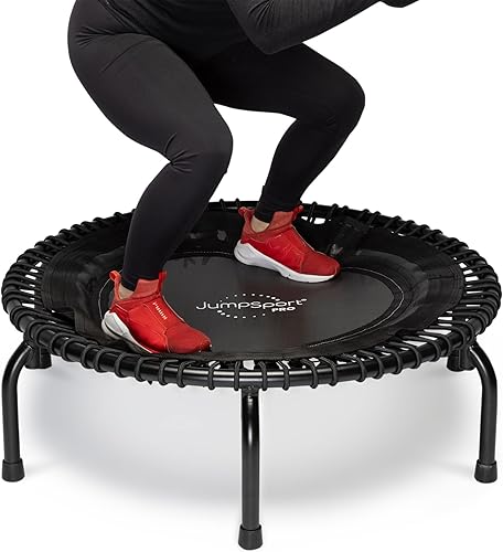 Miniatura 7 de JumpSport 350 PRO - Trampolín de fitness resistente para interiores, 39 pulgadas, 36 cordones elásticos EnduroLast de alta calidad, rebote