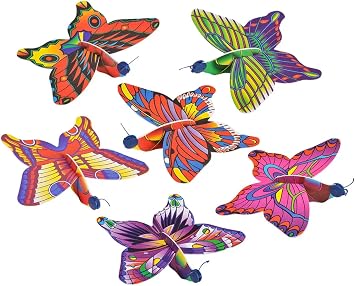 HAPPY DEALS  Butterfly Toy Gliders - 12 PC - 7 Inches - Individually Packaged Favors Goody Bag Prizes