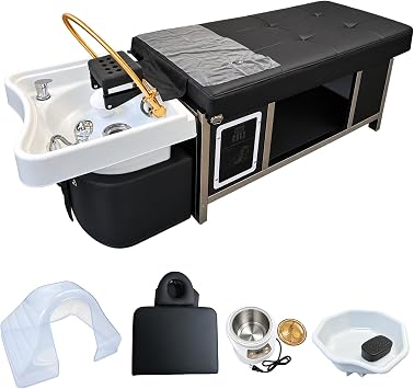 Japanese Head Spa Bed with Recirculating Water Basin, 7-Color LED Light Therapy & Steam Therapy Capability for Salons, Beauty Schools and Wellness Centers