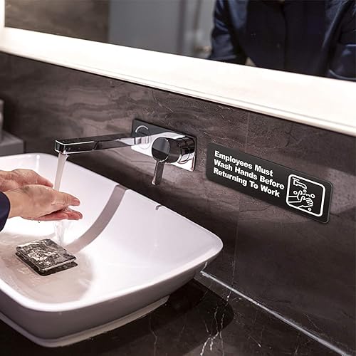 Miniatura 6 de Letrero de plástico acrílico de 9 x 3 pulgadas con símbolos, autoadhesivo, para restaurantes, salones, hotel, motel, paradas de descanso, baños