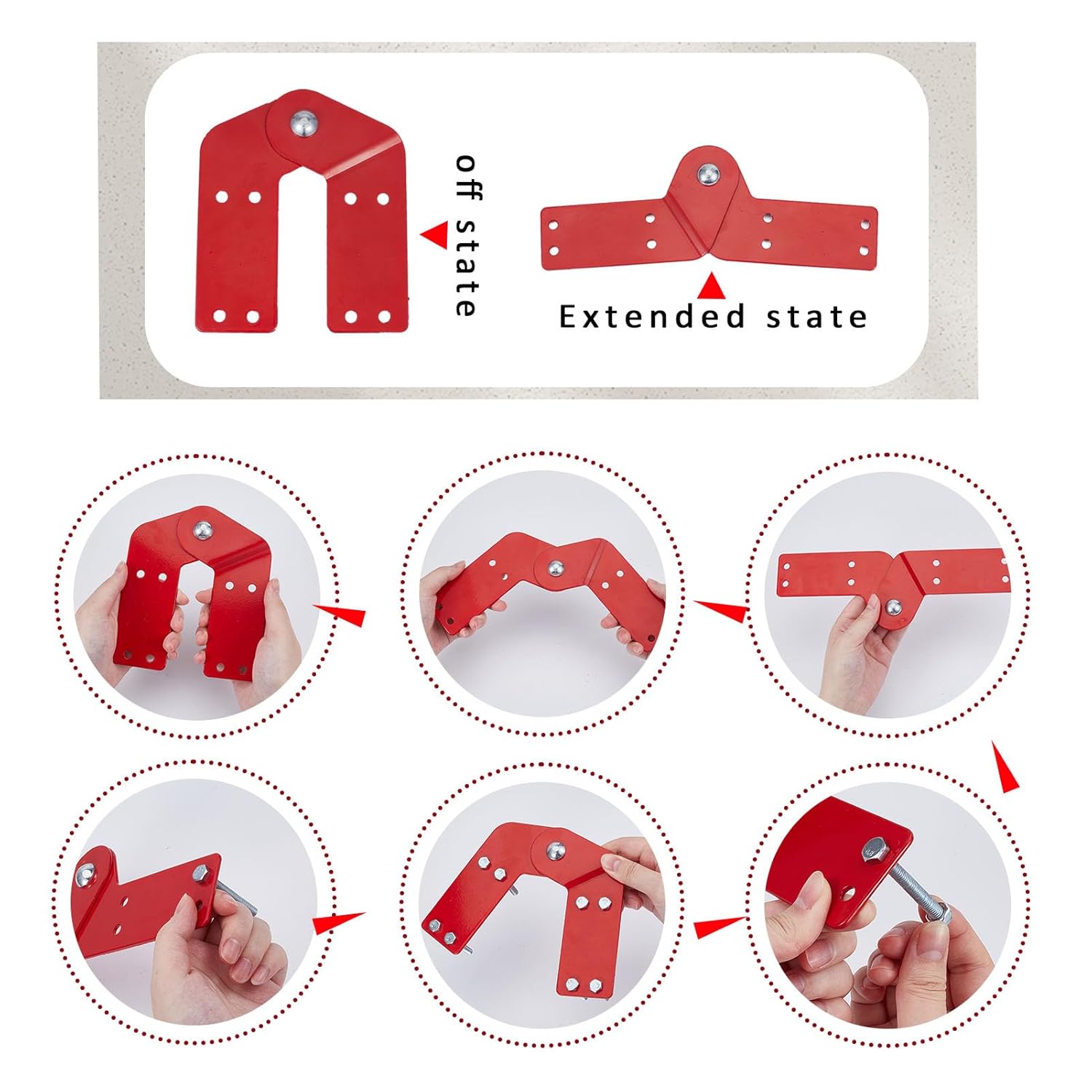 NICENEEDED 2 Pcs Attic Ladder Hinge Replacement Kit, Herringbone Ladder Tie Rod with Slip Screws, Pull Down Attic Stair Parts