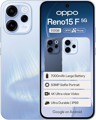 OPPO Reno15 F 5G 12GB RAM 512GM ROM - Network Unlocked - Dual SIM - Aurora Blue