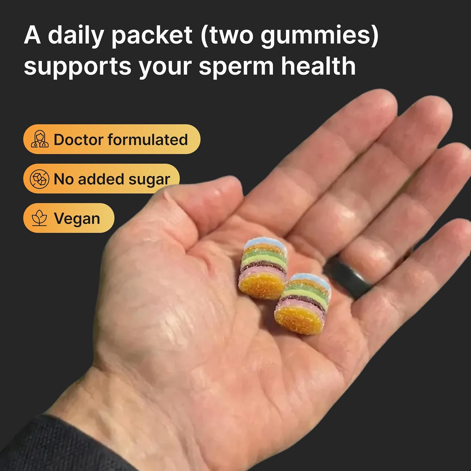 Create for Men | Male Fertility Gummies | 300 mg CoQ10, 900 mg L-Carnitine, 10 mg Lycopene | Supports Sperm Health | Blackcurrant Flavor | Vegan & No Added Sugar (28 Day Supply)