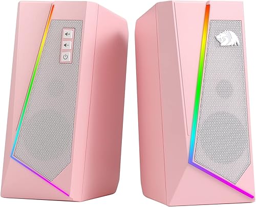 Miniatura 9 de Redragon GS520 RGB Altavoces de escritorio, altavoz estéreo de PC de 2.0 canales con 6 modos LED coloridos, sonido mejorado y control de volumen de