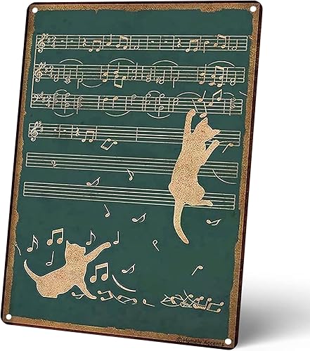 Homely Accents Letreros metálicos abstractos de guitarra de gato, póster vintage de decoración de pared para baño, oficina, cafetería, bar, regalo