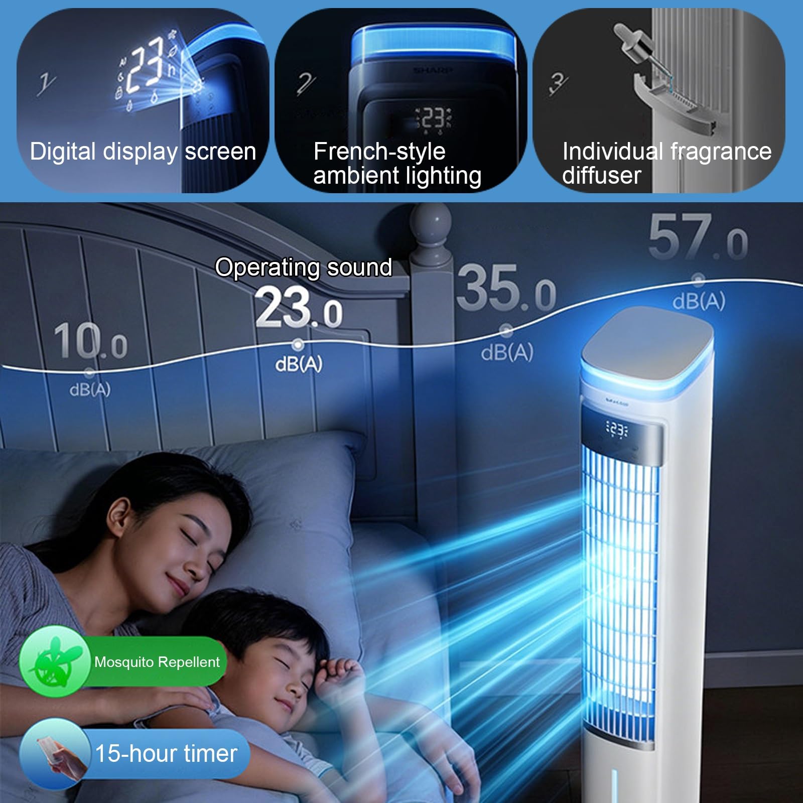 Ventilador Torre Portátil Refrigerado Por Agua de 103cm con Remoto