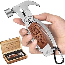 VEITORLD Gifts for Men Dad from Daughter Son Kids, Fathers Day, All in One Tools Hammer Multitool with Engraved Wooden Box, Unique Birthday Gift Ideas for Men Stepdad Him, Cool Gadgets(Dad are Hero)