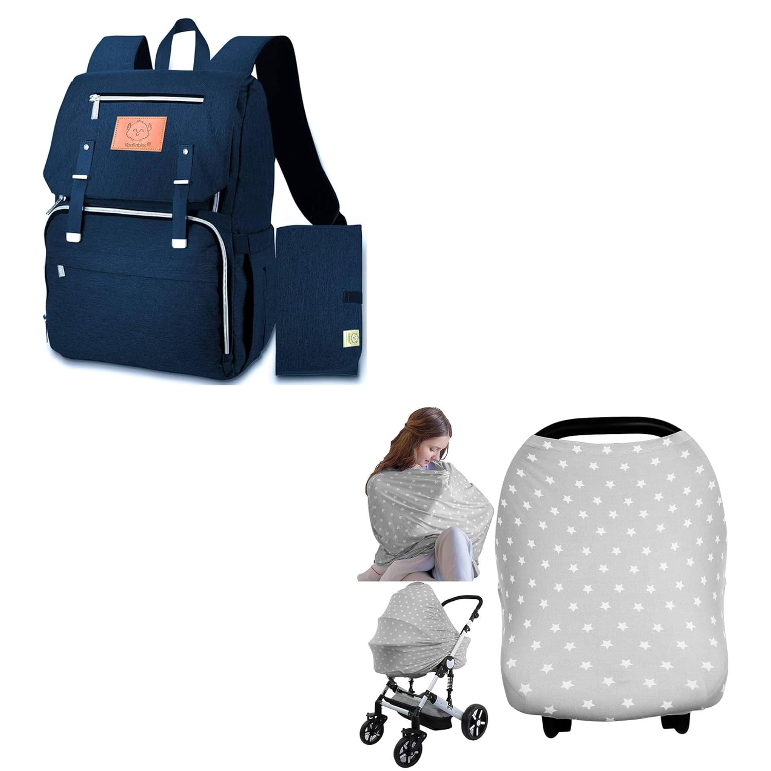 KeaBabies Diaper Bag Backpack and Car Seat Covers for