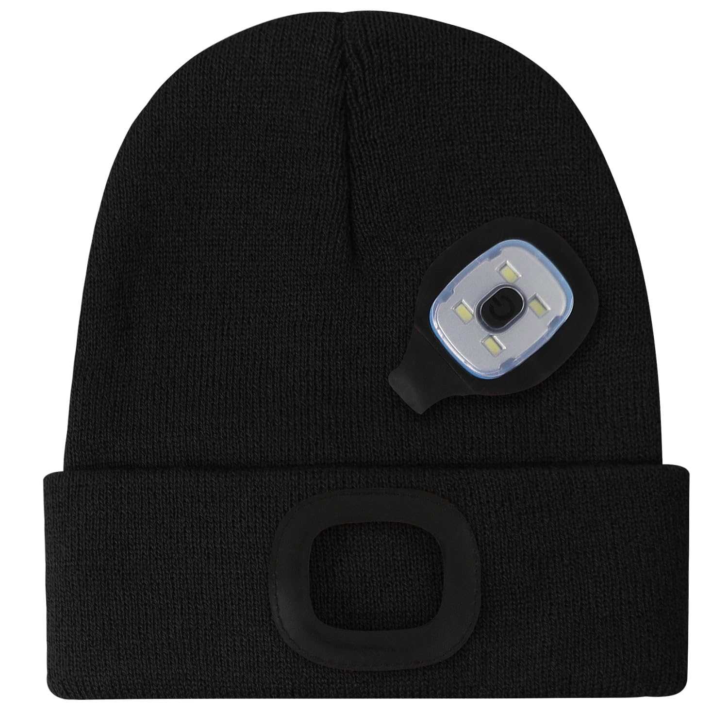 Deilin Czapka ze światłem LED, dla dzieci, ładowana przez USB, czapka z dzianiny z 4 diodami LED, uniseks, zimowa, ciepła czapka z latarką, Boże Narodzenie, festiwal, prezent dla chłopców i dziewczynek, A Black, jeden rozmiar