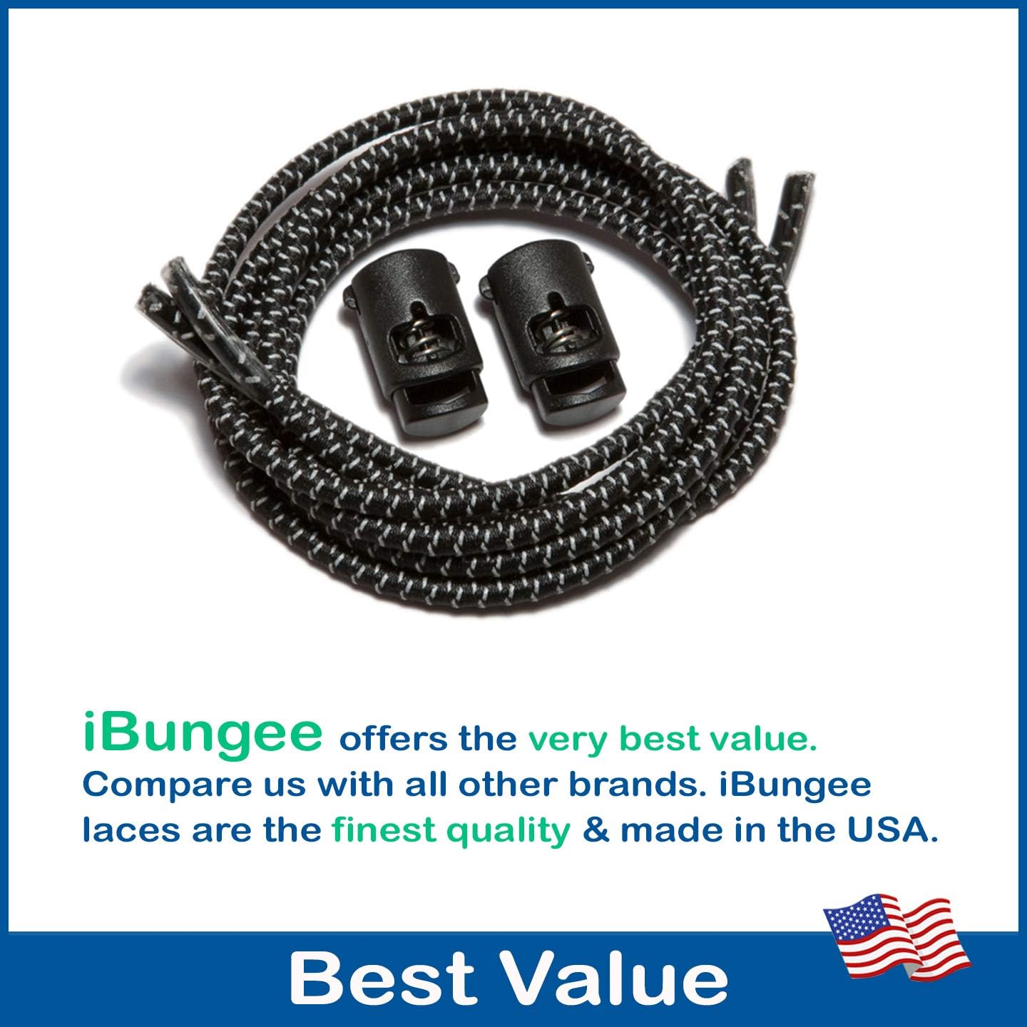 iBungee Laces (Elastic No Tie Shoelaces) (Made in the USA) : Clothing, Shoes & Jewelry