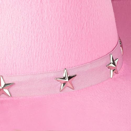 Miniatura 4 de Sombrero de vaquera de fieltro para mujeres y hombres, accesorios de disfraz (14.8 x 10.6 x 5.9 pulgadas)