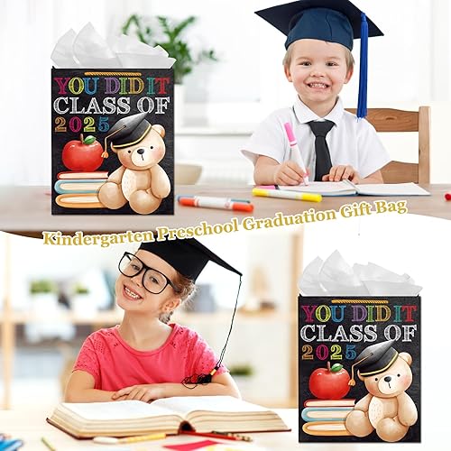 Miniatura 3 de WaaHome Bolsa de regalo de graduación con texto en inglés "You Did It", bolsa de regalo de graduación grande de 2025 a 11.5 pulgadas, para niñas,