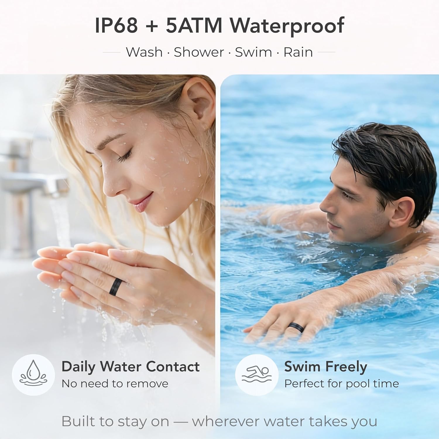 Smart Ring Health & Fitness Tracker for Men and Women, Sleep and Activity Tracking, HRV and Stress, Heart Rate and SPO₂, Women Health Support, BP, 120+ Sports Modes (Matte Black, 9) 5 71dGFpFNd+L. AC SL1500