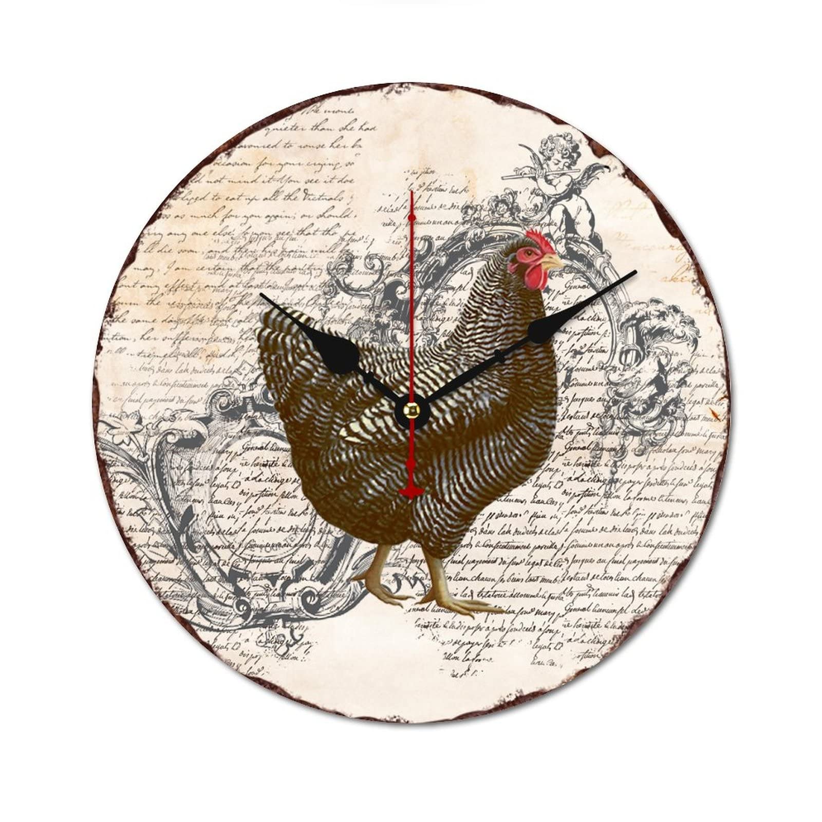 Horloge silencieuse coq en bois pour en finir avec le tic-tac mural
