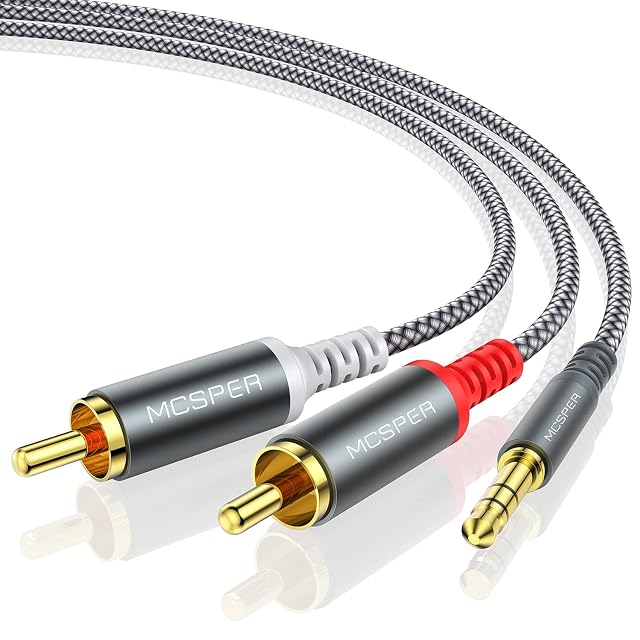 MCSPER RCA to 3 5mm AUX Cable 6 6 Feet 3 5 mm 1 8 to RCA 2-Male