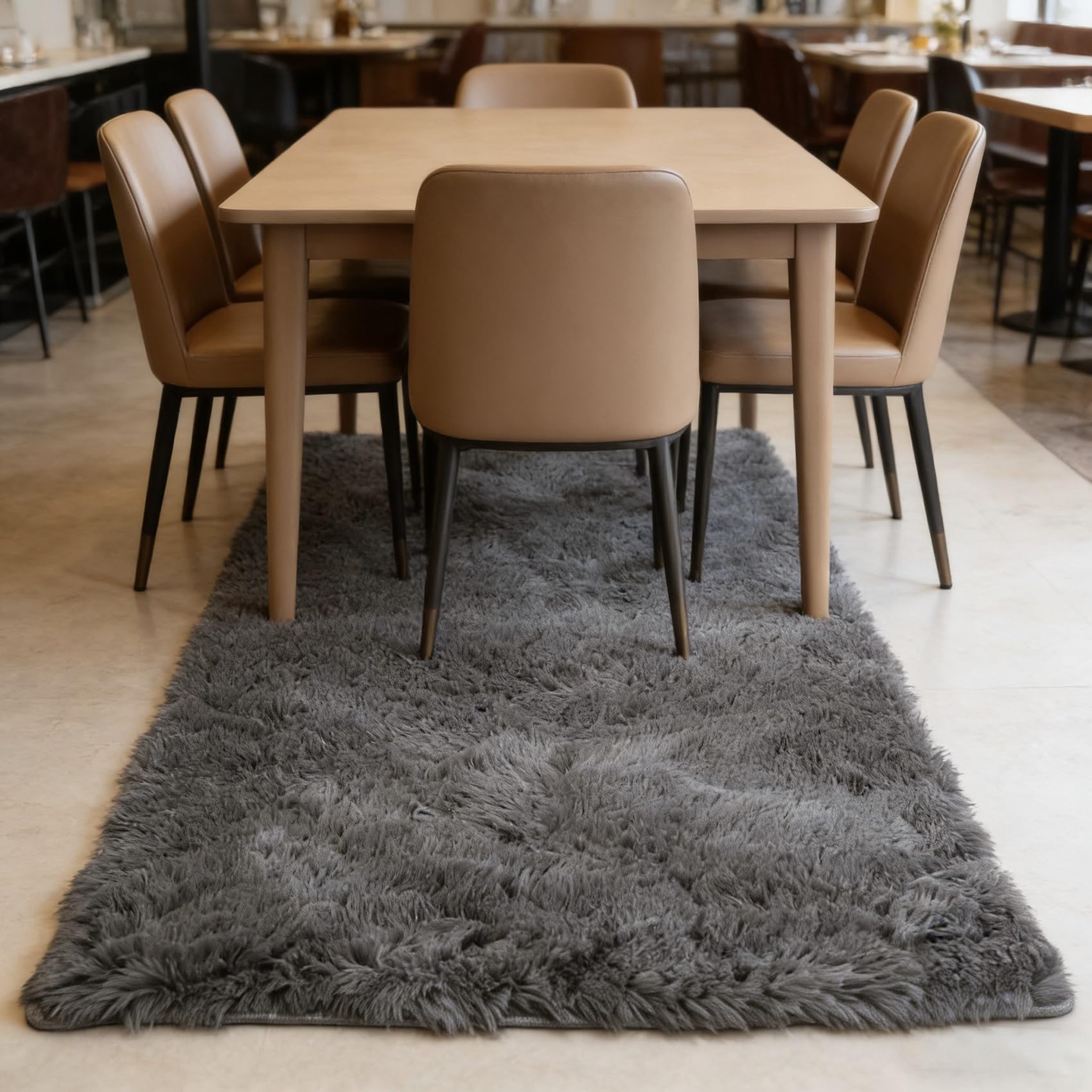 Tapis de chambre gris 262x230 cm moelleux et moderne pour grand salon