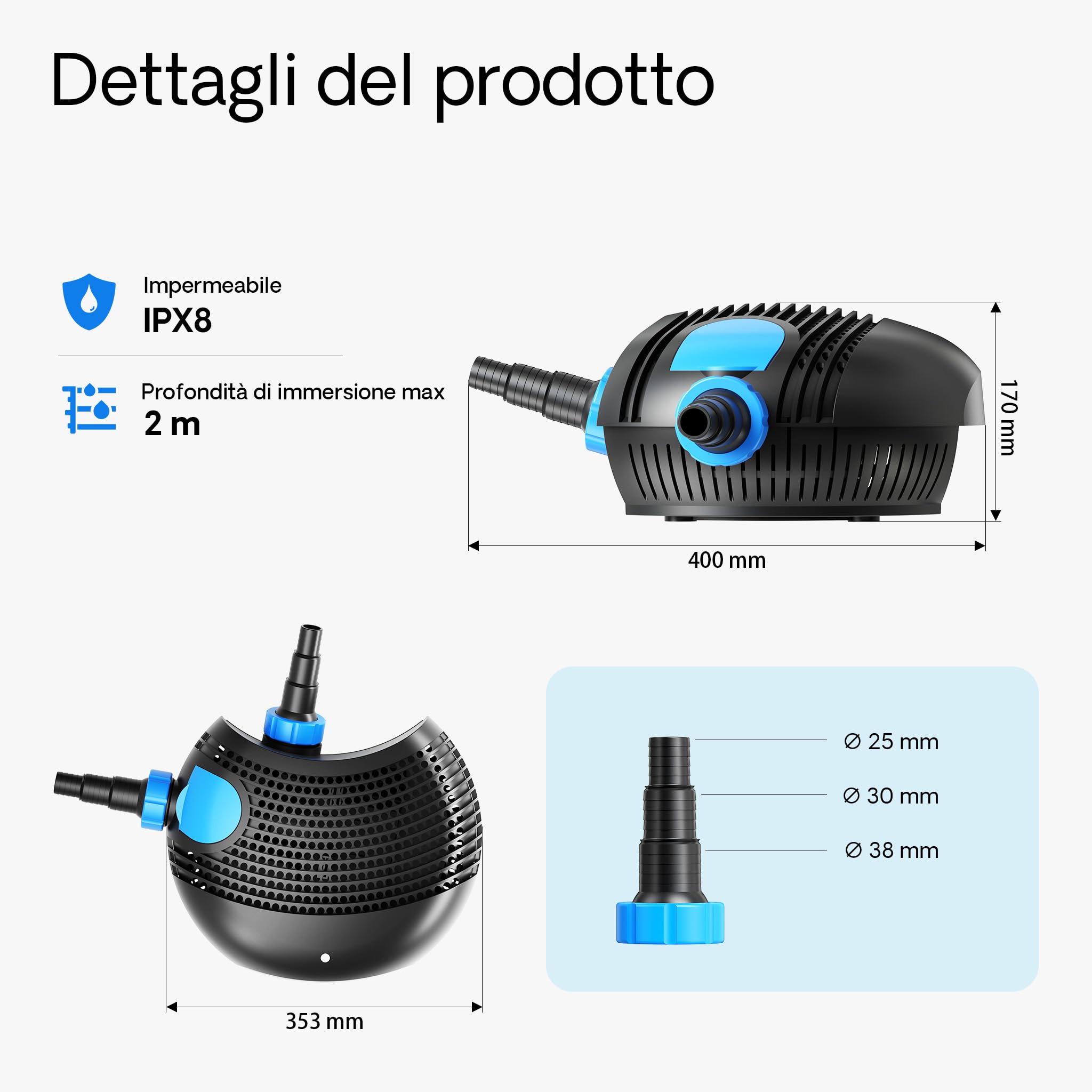 SunSun Pompa da laghetto CTF-10000 SuperECO 10000 l/h 80 W per circolazione e filtrazione acqua