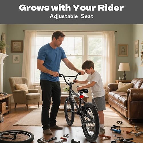 Miniatura 7 de KORIMEFA Bicicleta BMX Freestyle de 18 y 20 pulgadas para adolescentes de 6 a 16 años, ciclista de nivel principiante, clavijasguro que puede