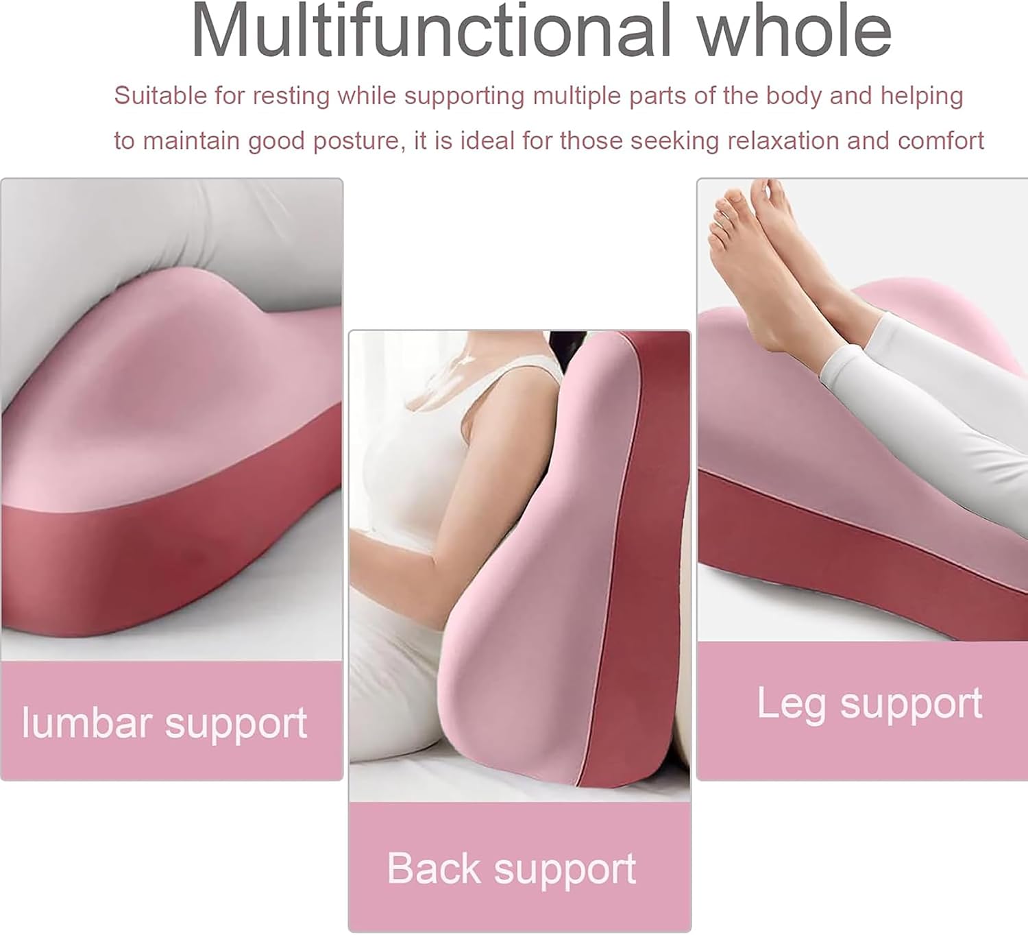 Contoured Support Ergonomic, Memory Foam Wedge Pillow, 27° Angled Support for Waist and Neck, Multi-Position Support Pillow (Double Powder)
