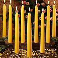 MAKALONE 18-Pack 9" 100% Pure Beeswax Taper Candles - Dripless, Smokeless, 10-Hour Burn, Air-Purifying Natural Honey Scent