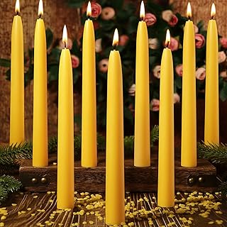 18PCS Beeswax Taper Candles,9" Handmade Natural Candles Sticks,10 Hours Long Lasting Burning,Nontoxic,Dripless and Smokeless Bees Wax Candles for Home