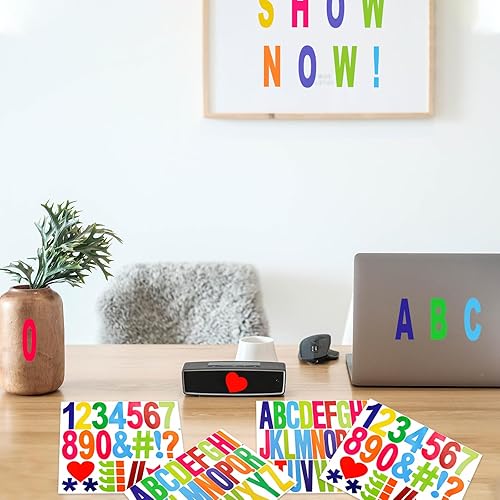 Miniatura 5 de 220 piezas8 hojas de calcomanías con símbolos, letras mayúsculas autoadhesivas de 3 pulgadas, calcomanías de números del alfabeto, letras para