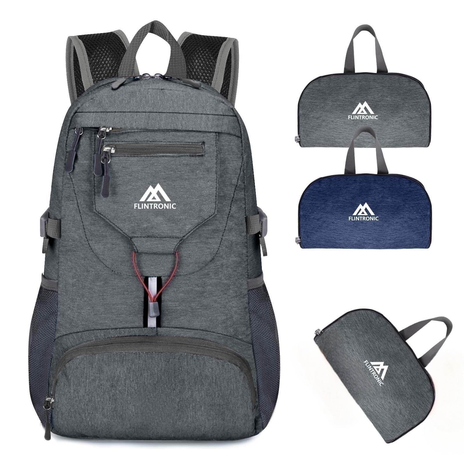 flintronic Leicht Wanderrucksack Klein, 20L Faltbarer Rucksack Ultra Leicht, Unisex Tagesrucksack Outdoor, Wasserdichter Wanderrucksack für Camping, Outdoor, Wandern, Radfahren (Grau)