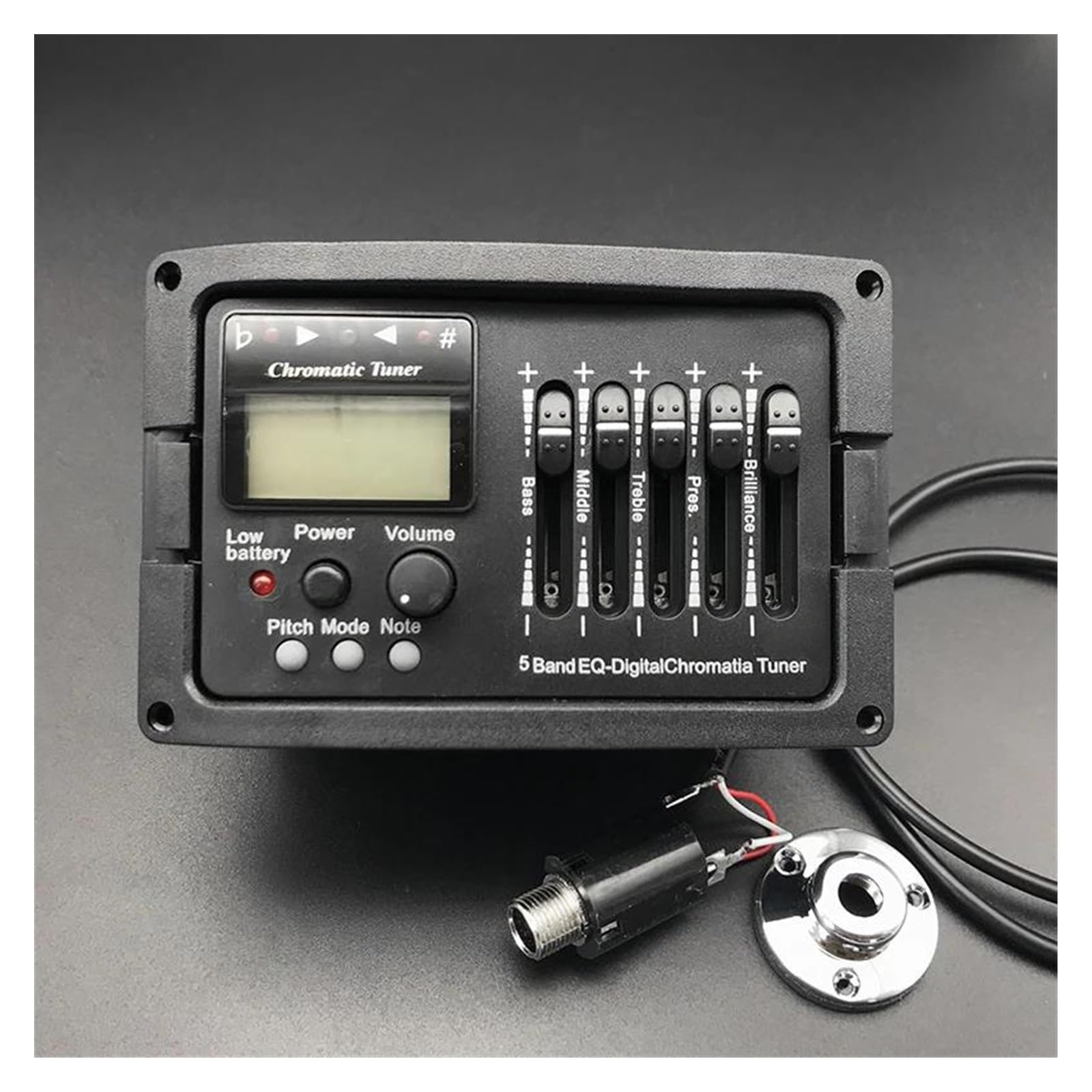4Set 5 Bande Preamplificatore EQ Equalizzatore Chitarra Acustica Amplificatore Chitarra Acustica Classica Accordatore Digitale Pickup Piezoelettrico Pezzi di ricambio per pickup per chitarra acustica(