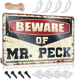 BRACKLIN Vintage Signs Metal Beware Of Mr. Peck Tin Sign Signs For Garage Metal Tin Sign Wall Decor(30X40CM)