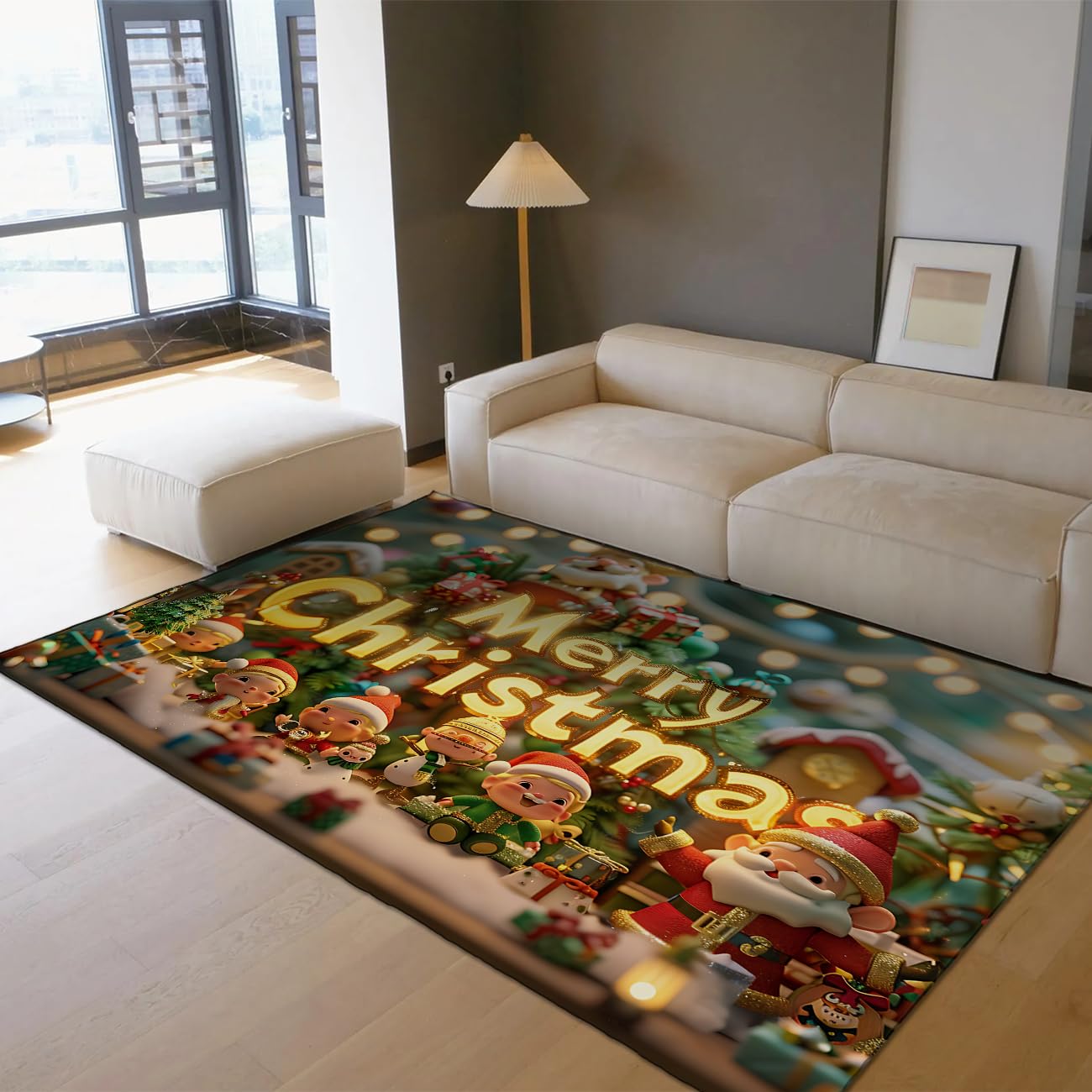 Tapis de Noël lavable et moquette antidérapante 140x200