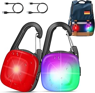 LED Blinklicht Schulranzen,2er Reflektoren Licht für Schulranzen Kinder mit 4 Modi,USB Aufladbar IP68 Wasserdicht Sicherheitslicht für Rucksack Haustier Nachtläufer Bergsteiger