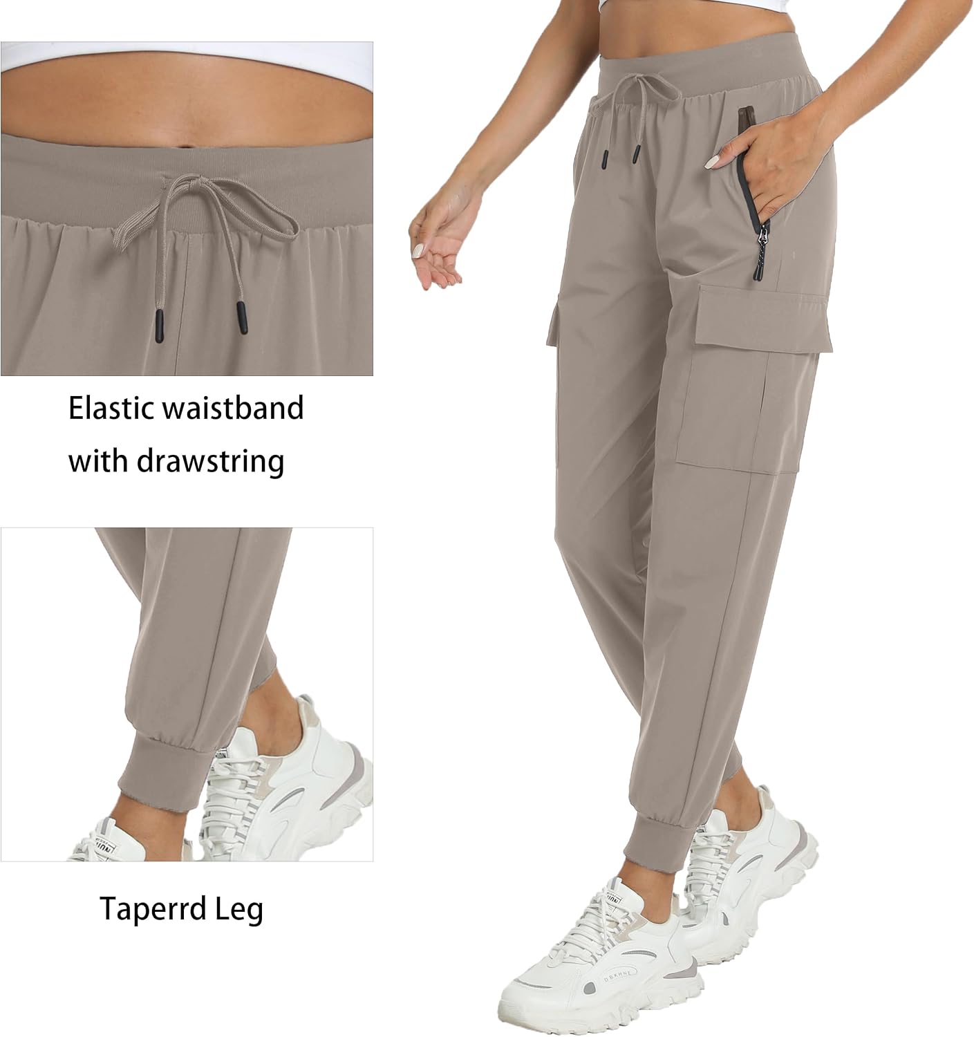 Women's Joggers Lightweight Quick Dry Cargo Hiking Pants with 4 Pockets | Athletic Water Resistant for Hiking Running Camping Travel