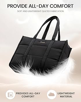 Amazon.com: LOVEVOOK Laptop Bag for Women, Puffer Tote Bag for
