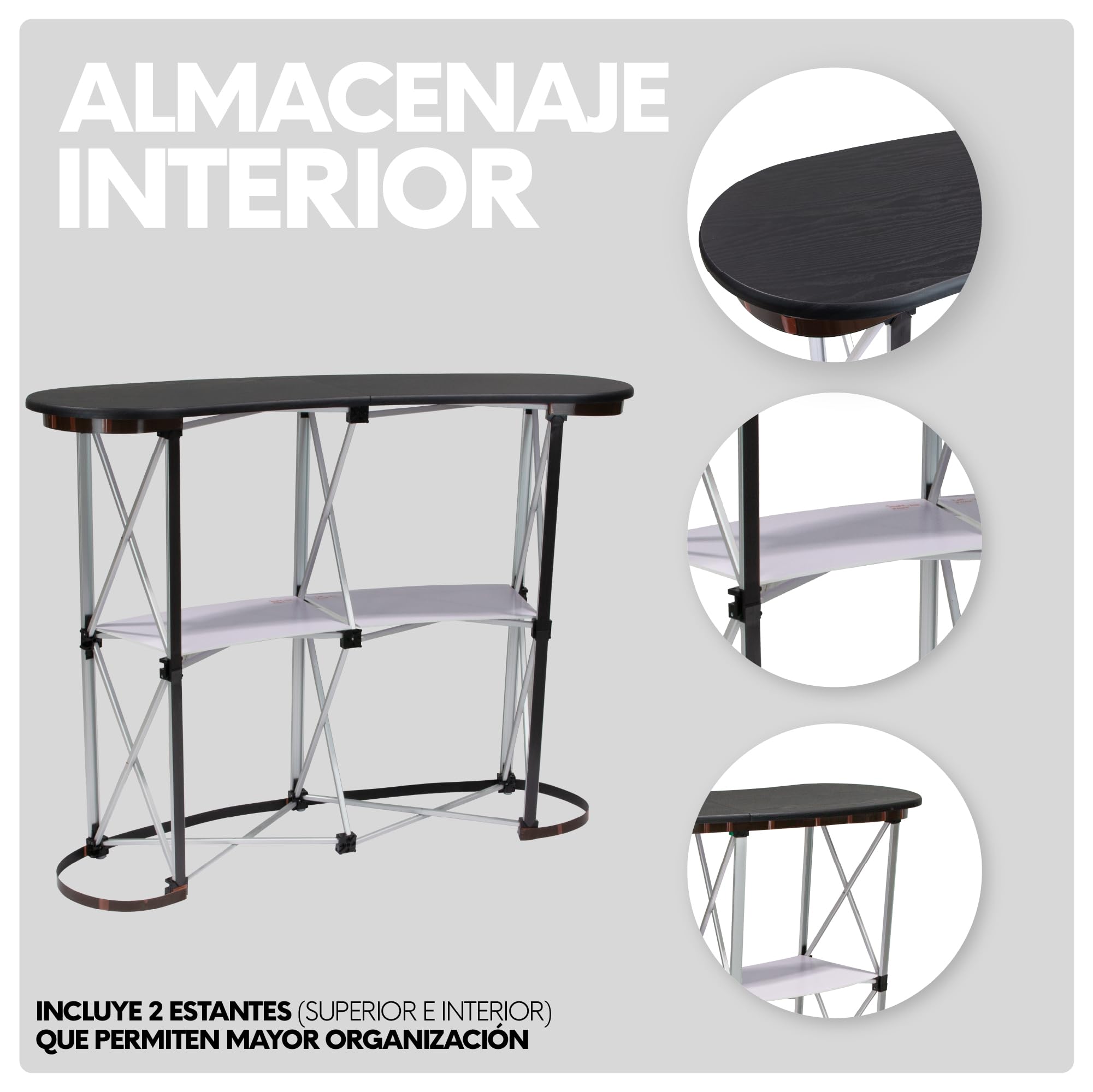 Mostrador Publicitario Magnético Ruan Plegable con Estante Interior y Bolsa de Transporte | Pop Up Promocional con Barras Magnéticas, Patas Regulables | Mostrador de Recepción | Gráfica 940x2010 mm
