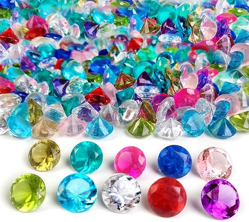 HappyFiller 250 piezas de diamantes acrílicos decorativos de 34 pulgadas, joyas de colores, piedras preciosas del tesoro para centros de mesa de