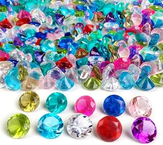 HappyFiller 250 PCS Decorative Acrylic Diamonds Gems 3/4 Inch Colored Jewels Treasure Gemstones for Wedding Centerpieces,Party Decorations,Table Scatters,Home Vase Fillers,Birthday,Diving Pool Jewelry
