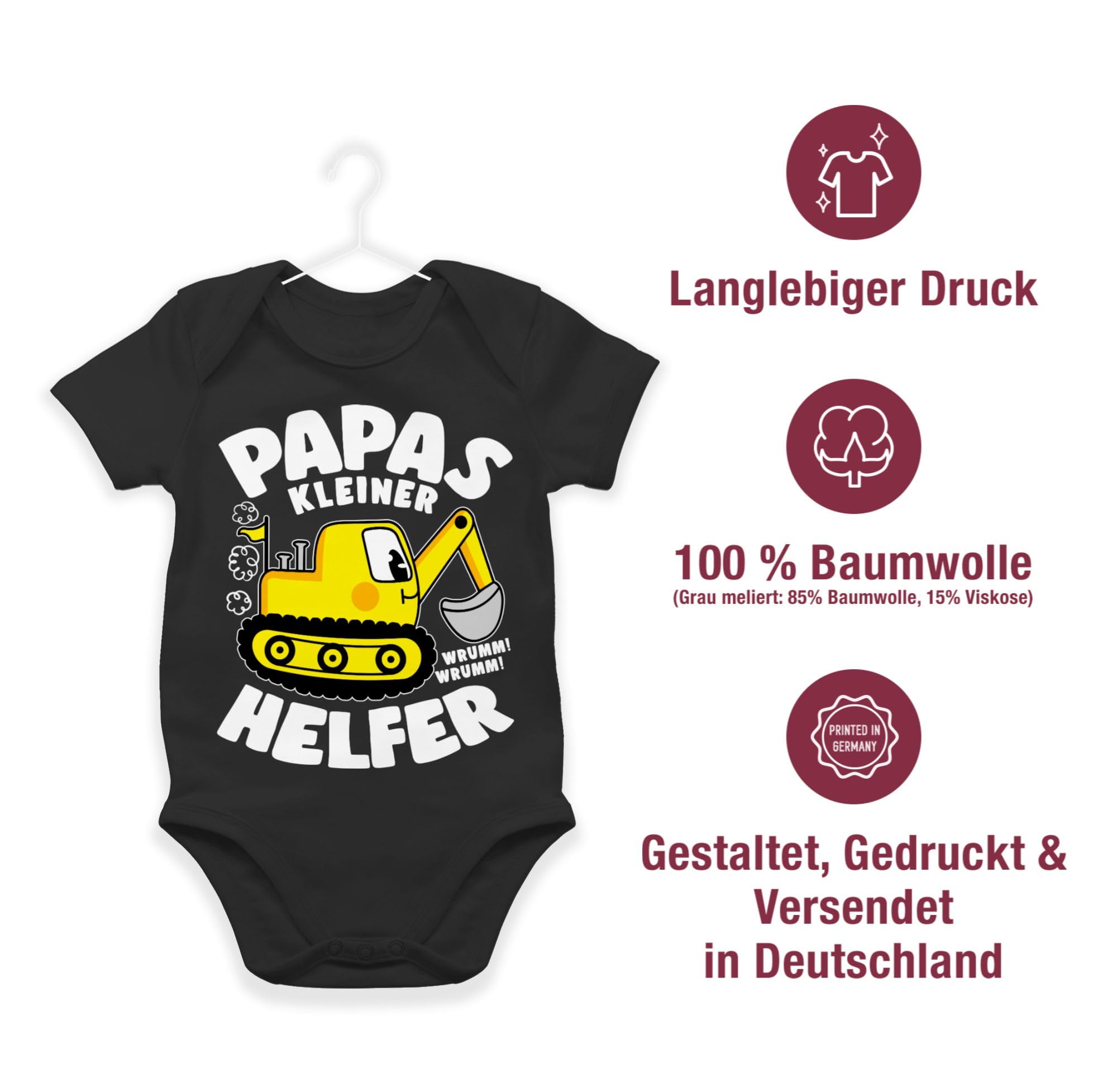Shirtracer - Baby Body Kurzarm - Geschenk zum Vatertag - Papas kleiner Helfer I Bagger