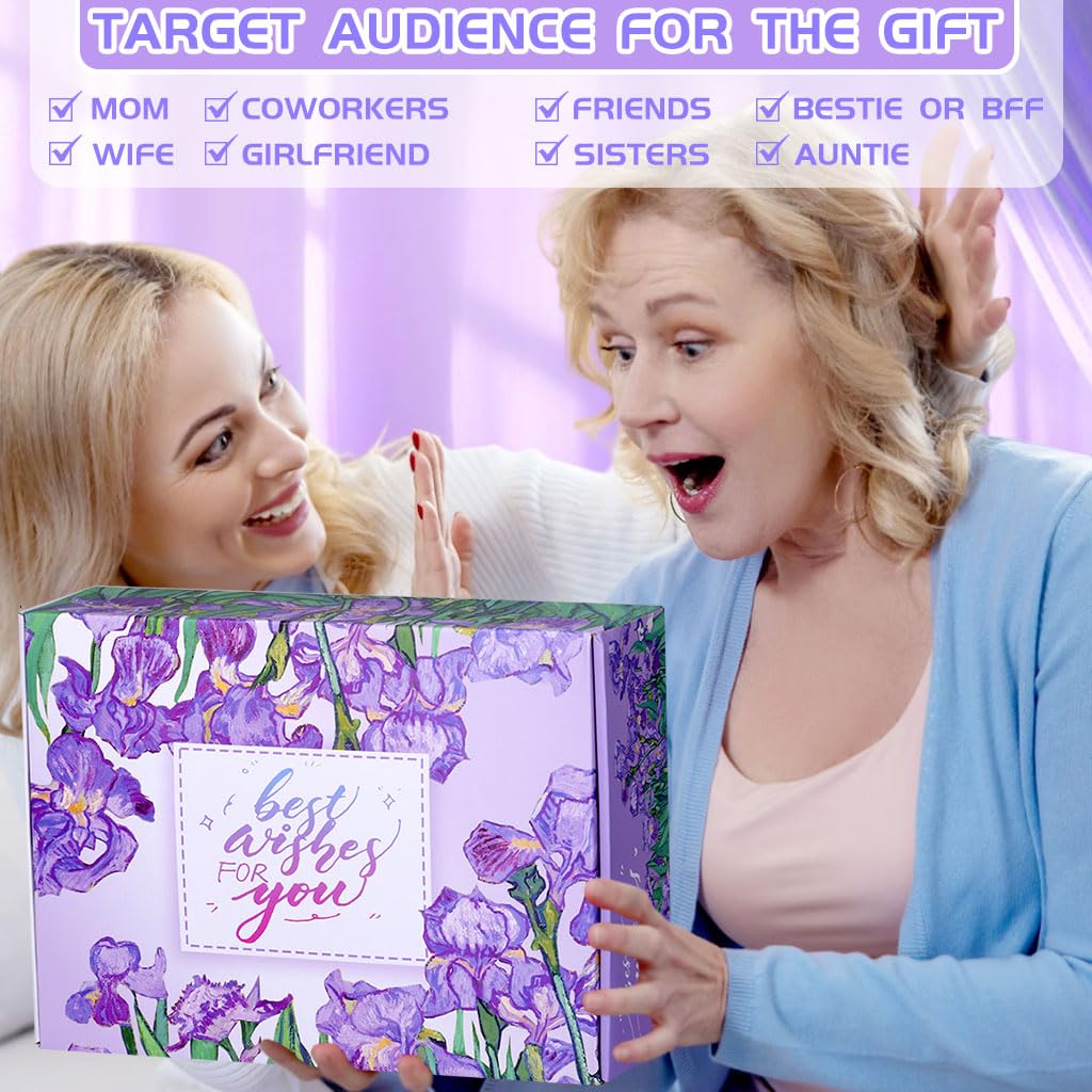 Birthday Gifts for Women, Self Care Spa Gifts Get Well Soon Basket Care Package, Flannel Blanket Candle Bath Bomb Personalized Mothers Day Gift for Mom Wife Grandma Friend Sister (Purple) - Image 7