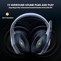 Vista 3 de EKSA E1000WT Wireless Gaming Headset,2.4GHz USB Gaming Headphones with Microphone for PC, PS5, PS4, Nintendo Switch, 7.1 Surround Sound Headset, RGB