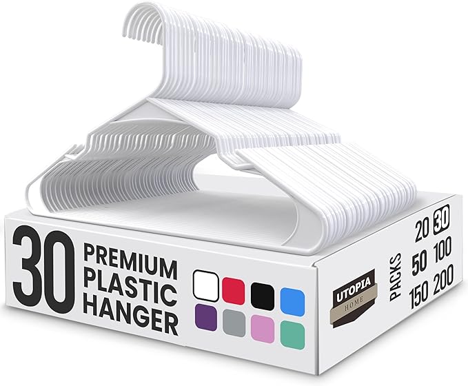 Plastic Hangers 50 Pack, White