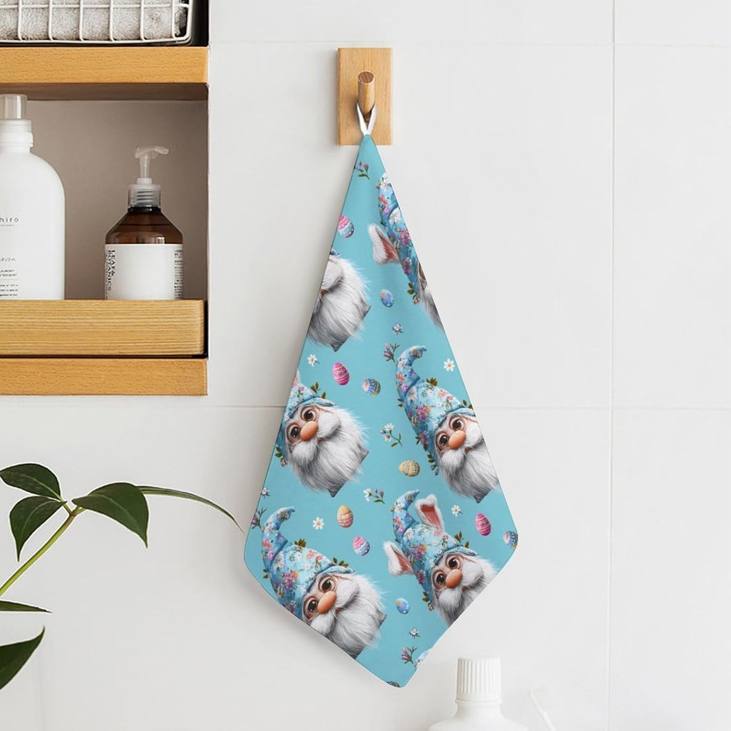 Cute Gnome Hand Towels for Bathroom Handkerchief | Absorbent,with Hanging Loop,Kitchen Towels,for Home Hotel,Soft
