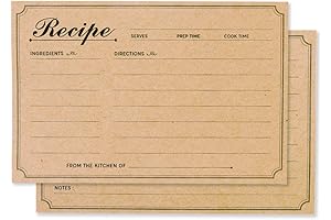 Blank Recipe Cards 4x6 Inches Double Sided Kraft, Set of 50