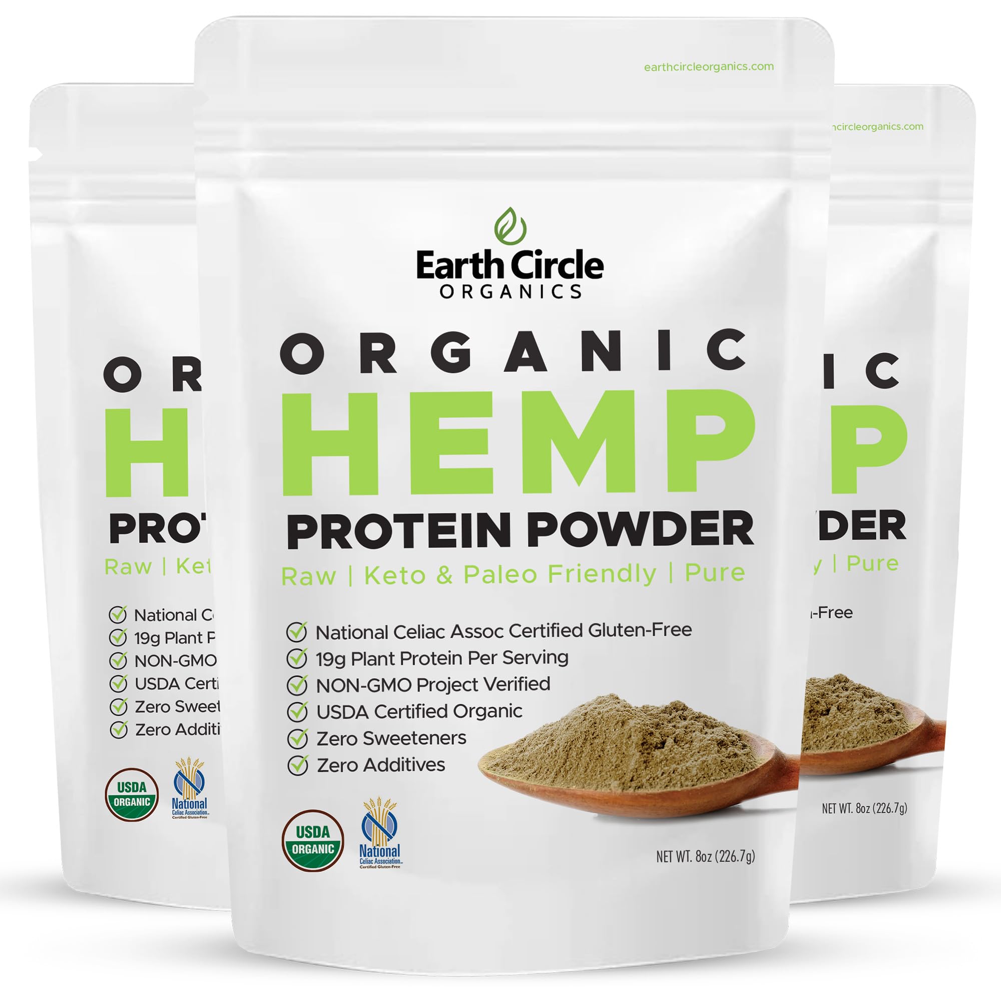 Earth Circle Organics Organic Hemp Protein Powder, Gluten Free, Plant Based & Vegan Raw Protein Powder - Perfect for Keto, Meal Replacement Shakes, Pre-Workout and Post Workout (8oz, Pack of 1) — Amazon image 10