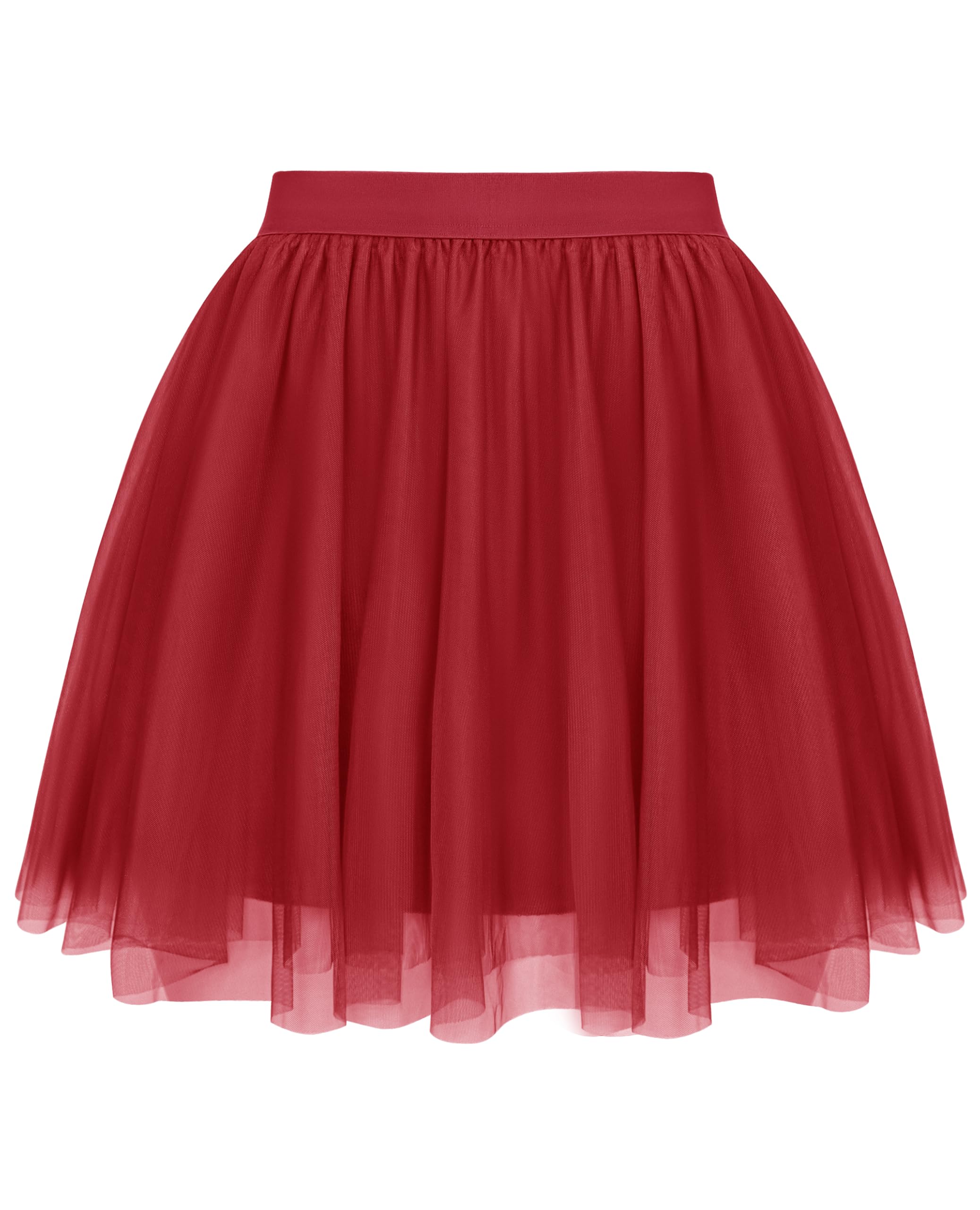 Lovasy Tüllrock Damen Kurz Schwarz Rock 2 Lagen Tüll Elastische Taille Sommerrock Party Prom Rock