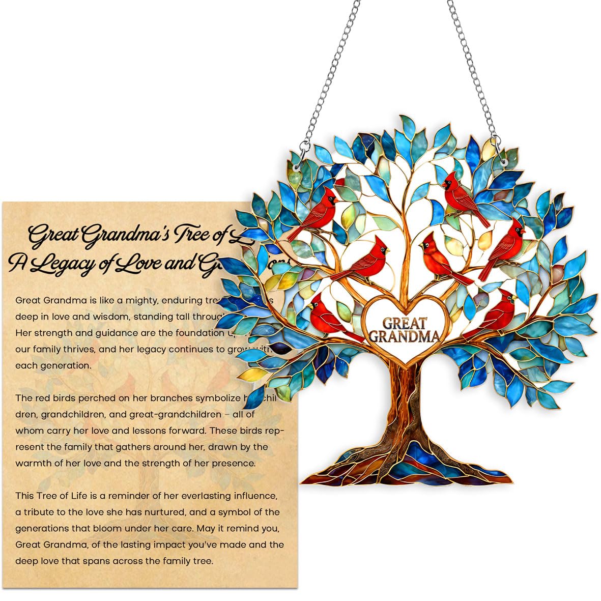 Great Grandma Tree of Life Acrylic Ornament, Gift for Great Grandmother, Tree of Life Acrylic Ornament with Gift Card for Mom and Grandma