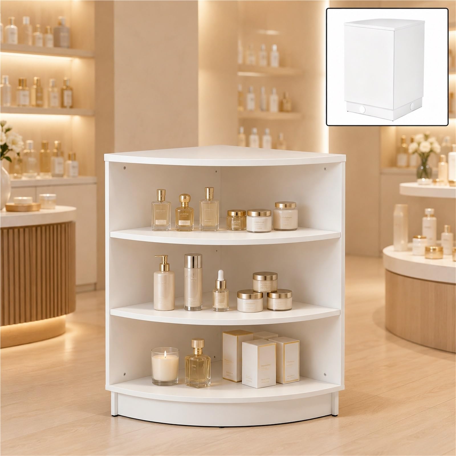Bancone Cassa Modulare Bianco, Banco Reception con Ripiani, Spazio Contenitore